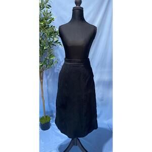 Louis Feraud Vintage A Line Designer Skirt Wool Black 1970's Excellent 38 (US 6)